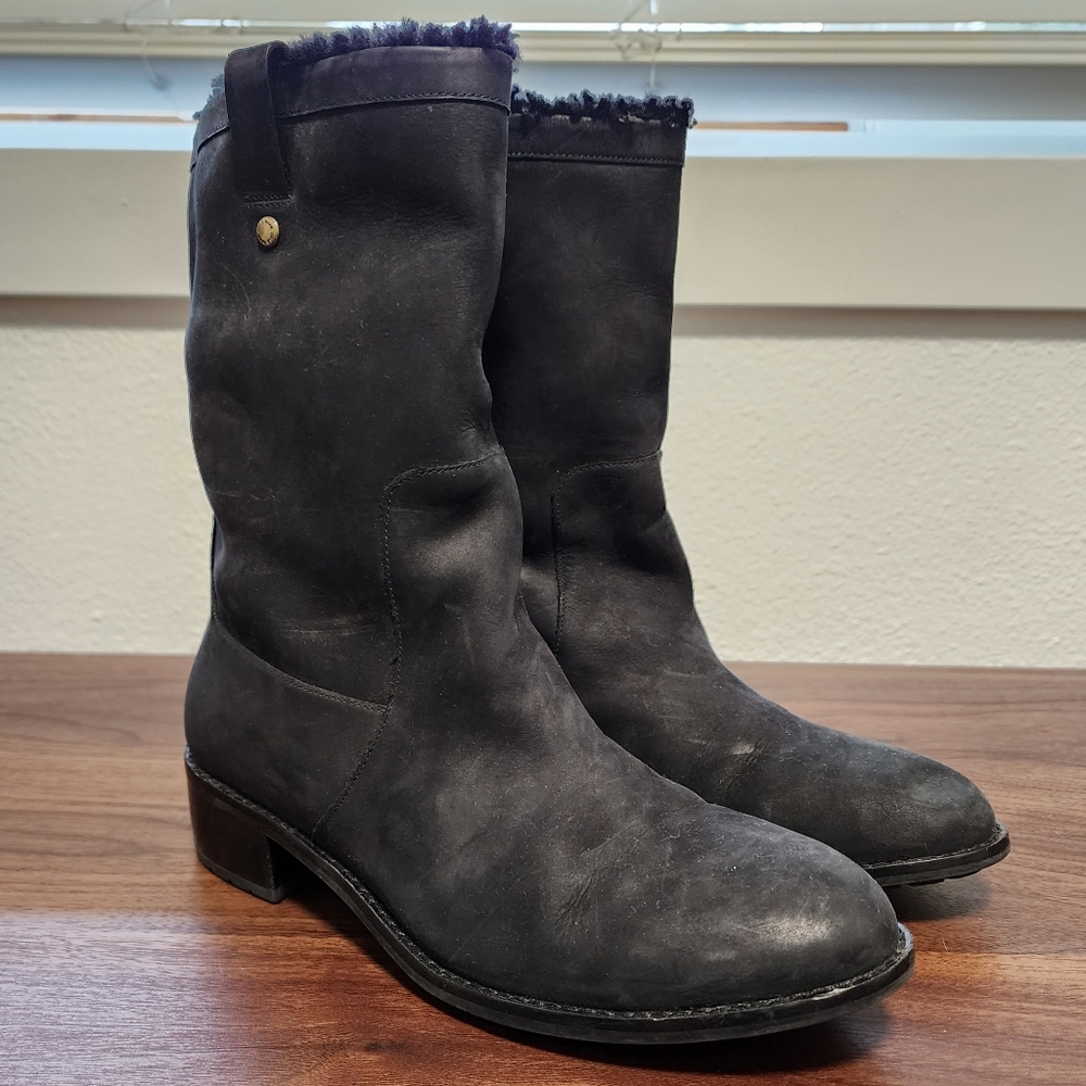 Cole Haan Jessup Moto Black Suede Boots